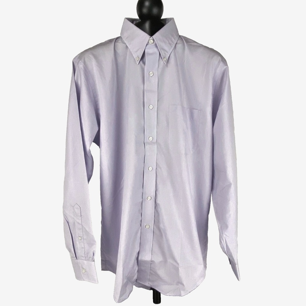 NEW Lands' End Long Sleeve Shirt Mens 15 33 Med, Light Purple Easy Care Cotton